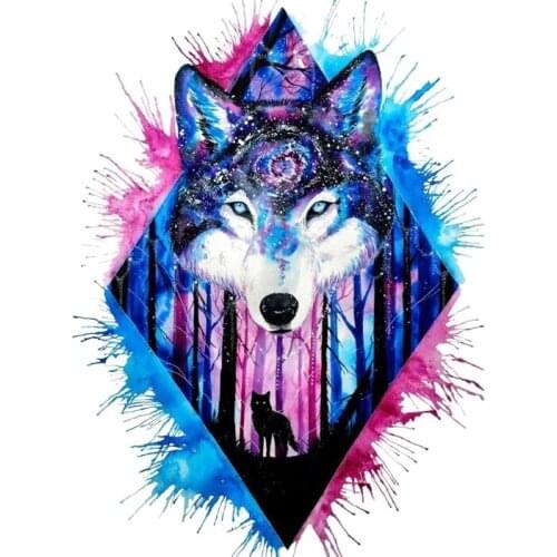S50144# 13CM/15CM/17CM Personality PVC Decal Galaxy Wolf Head Car Sticker on Motorcycle Laptop Decorative Accessories
