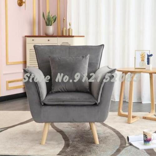 Nordic single sofa small apartment living room household simple balcony chair bedroom solid wood back chair leisure lazy chair
