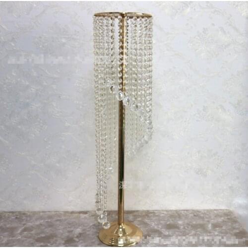 Wedding Crystal Centerpiece Table Decoration Acrylic Metal Flower Chandelier Stand Tall Flower Vase