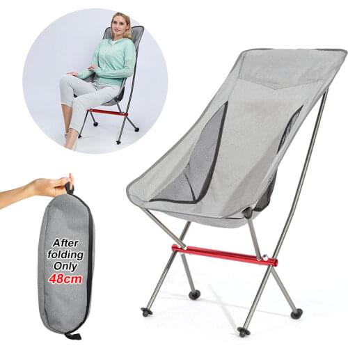 Outdoor Portable Folding Chair Ultra-Light 150KG High Load Aluminiu Alloy Backrest Moon Chair Camping Picnic Beach Fishing Chair