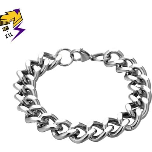 Hiphop Mens Bracelet Silver Stainless Steel Chain Bracelets Women Links Chains Cuban Bracelet Bangle Stylish Jewelry