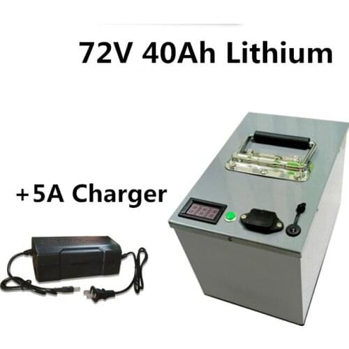 Waterproof portable 72V 40Ah lithium li ion battery pack with built-in BMS for 3000W electric bike motorcycle forklift +Charger
