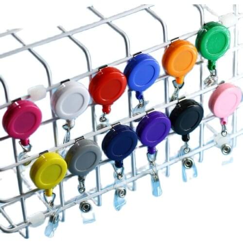 1pc Retractable Pull Badge ID Name Badge Holder Scroll Key Ring Chain Clip School Student Office Supplies