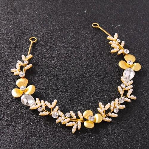 Flower Leaf Crystal Headband Hairband Tiara Wedding Hair Accessories Headpieces Bridal Hair Jewelry Handmade Women Tiara Bride