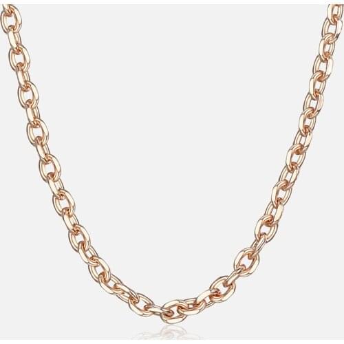 Womens Necklace 585 Rose Gold Thin Rolo Cable Link Chain Necklaces For Women Jewelry Accessories Gifts Dropshipping 2mm HCN14
