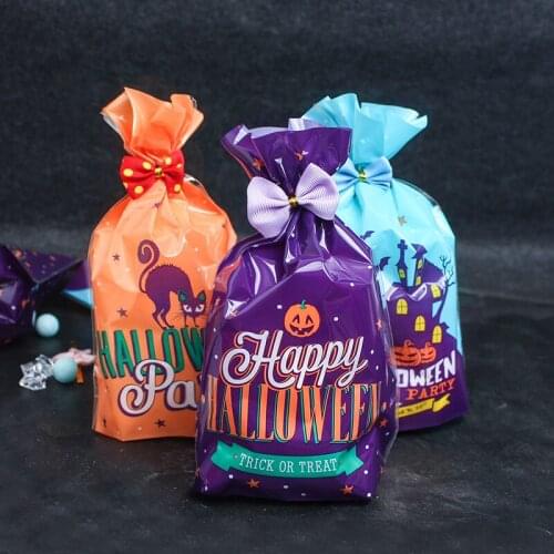 10pcs/pack Halloween Candy Bags Gift Bag Trick or Treat Kids Gift Pumpkin Bat Candy Boxes Halloween Party Decoration Supplies