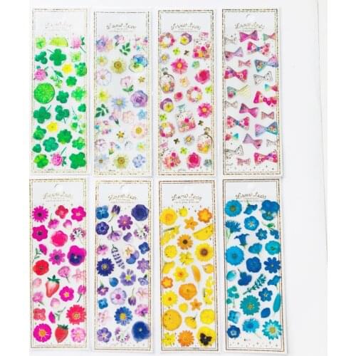 1 Sheet /Pack Shiny Colorful Flowers Garden Epoxy Diary Stickers Decorative Sticker