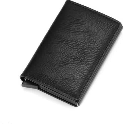 Aaby New RFID Anti-theft Credit Card Holder PU ID Card Case Unisex Automatically Solid Metal Bank Card Wallet Business