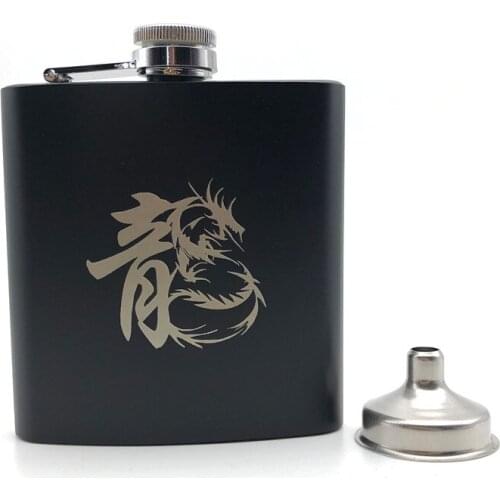 Alalinong Dragon Tattoo Black Hip Flask 6 Oz Stainless Steel Personalized Russian Hip Flask Alcohol Rum Vodka Whiskey Wine Pots