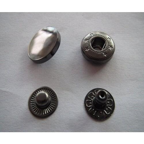 Free shipping 15mm zinc alloy snap button plating black nickel press Jacket eiderdown button high grade 100set