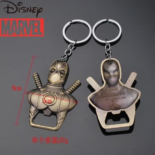 Disney Marvel Avengers Deadpool Creative Personality Car Key Chain Pendant Car Key Decoration Buckle Bottle Opener