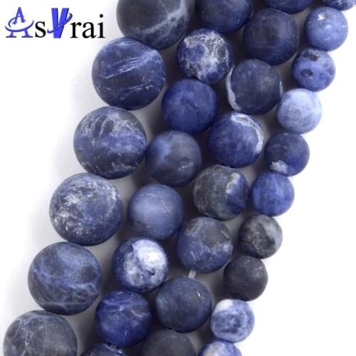 4 6 8 10 12mm Natural Stone Dull Polished Sodalite Stone Beads For Jewelry Making Round Loose Spacer Beads DIY Bracelet Necklace