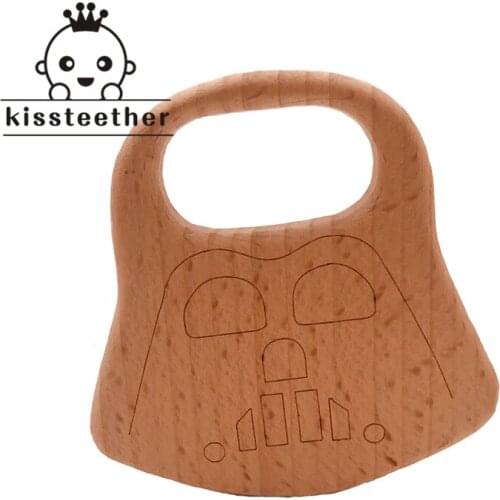 Beech Godfather Wooden Teether Customizable Baby Teether Diy Teething Necklace BPA Free Food Grade Teether Pendants