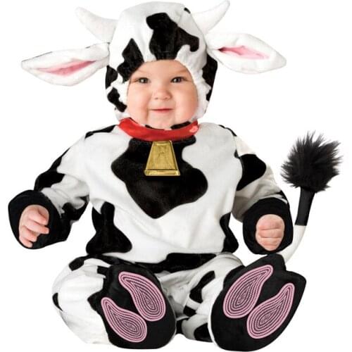 Baby Boys Girls Cow Cartoon Animals Cosplay Costumes Kid Christmas Halloween Jumpsuit Newborn Infant Photography Prop