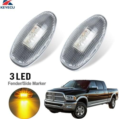 KEYECU 2 Pieces 12V Amber LED Side Fender Marker Lights For 1999-2012 CHEVY GMC