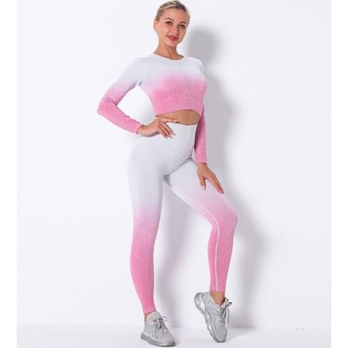 Seamless yoga sets women gym clothes Long sleeve Sport outfit for woman fitness workout suit Sportswear costume sports female XS
