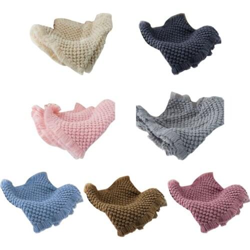 Cotton Wool Crochet Baby Blanket Chunky Knit Newborn Photography Props Shooting Basket Filler