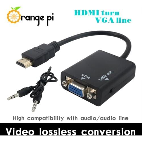 Orange Pi HDMI to VGA Cable of 17cm anti-jamming transmission line work with Monitor up to 720P