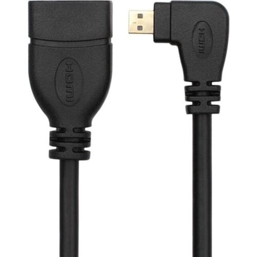 Micro HDMI to HDMI Cable HDMI Type D Male to Type A Female cable Adapter 1080P 90 Degree Right Angle Convertors 0.15M Black