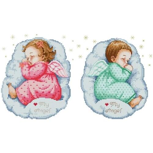Fishxx Cross Stitch A810 angel baby sleeping children paintings on needlework lovely Sets embroidery 100% Egyptian cotton diy