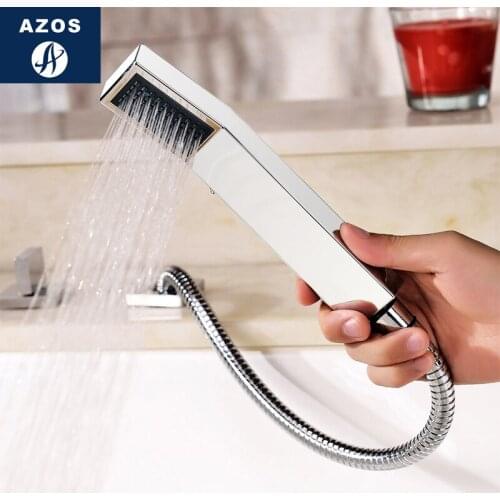 Azos Shower Head Brass Chrome Single Function Soft Kitchen Pressurized Shower Room Square20mm G1/2 HS105