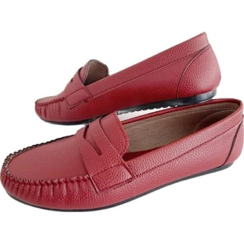 2021 SUMMER SEASON WOMEN ARTIFICIAL LEATHER DAILY CASUAL ELEGANT ANTI-SLIP SOLES LOAFER SHOES BURGUNDY