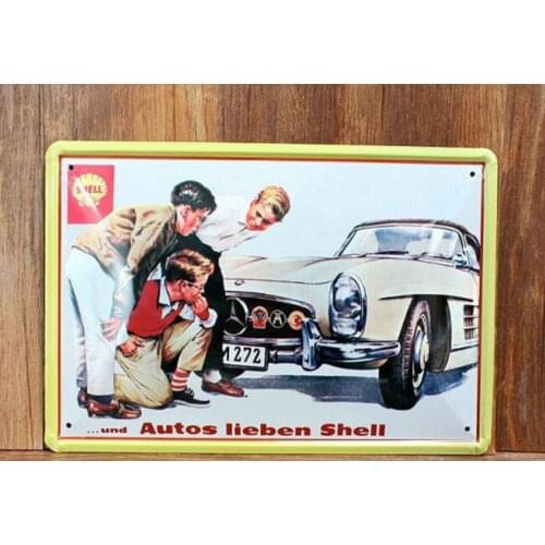50pcs/lot Metal Sign shabby chic Autos Lieben shell Tin Sign Bar Party Wall Decoration Metal Plate I-98