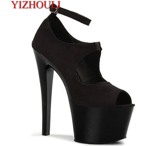 Fashion black 17 cm thin and thick bottom heels sandals, fashion shoes model High heels