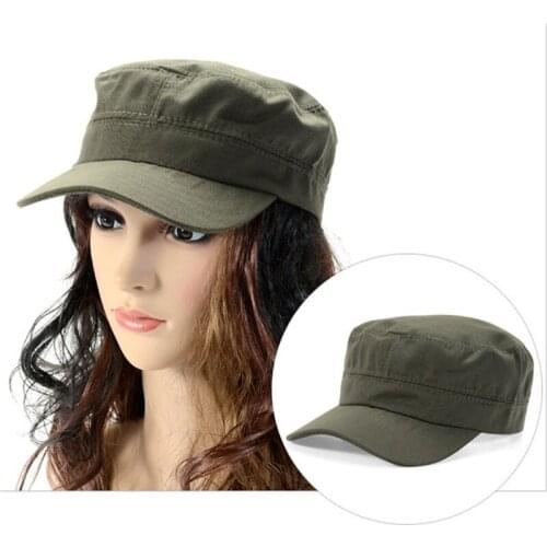 Men Plain Caps Adjustable Vintage Military Cadet Style Hat Breathable Sunproof Casual Solid Color Cap High Quality Fashion