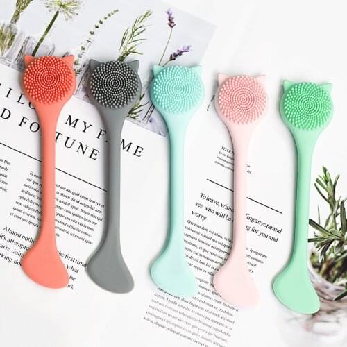 1PC Soft Double Side Silicone Face Care Clean Brush Silicone Exfoliator Blackhead Removal Facial Cleansing Massager Brush Makeup