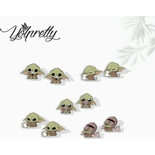 2021 New Kawaii Yoda Lifestyle Cosplay Cute Baby Yoda Loves Sushi Epoxy Stud Earrings Handcraft Acrylic Stud Earrings