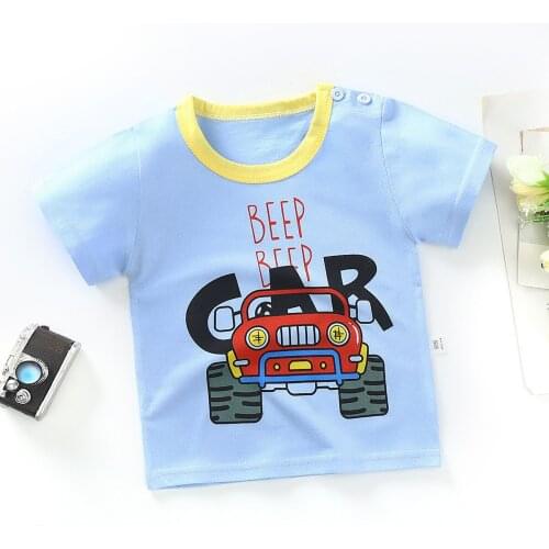 2021 new boy T-shirt jacket cartoon printing cotton short-sleeved casual fashion summer boy T-shirt multicolor hot sale