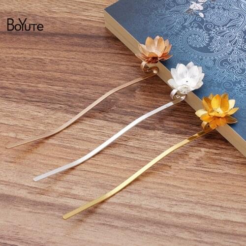 BoYuTe Wholesale (5 Pieces/Lot) Metal Brass 26MM Flower Hair Stick Diy Hand Made Retro Hair Jewelry Accessories