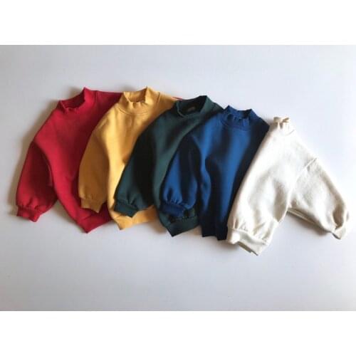 Autumn Winter Children Fleece Sweatshirts Korean Style Bat Sleeve Tops Kids Clothes Baby Boys Girls Pullovers Sweatshirt