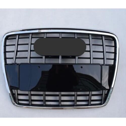 Car Front Grille For S6 Style Front Bumper Grille Mesh Hood Grill Grille Chrome Black for Audi A6 C6 S6 4F SFG 05-11 car-styling