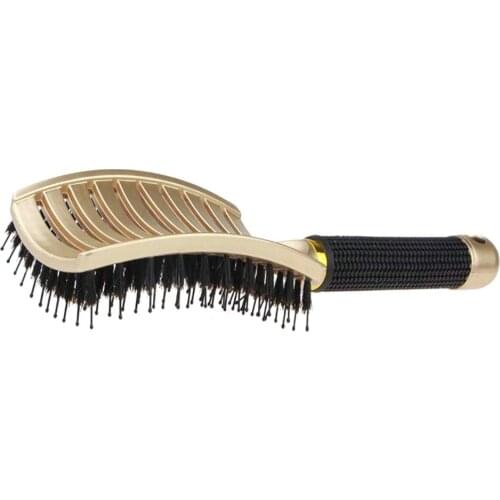 Pig Hairy Plastic Comb Massage Cushion Anti-Static Gold Ribs Hair Comb Large Curved Comb Shape Head Comb