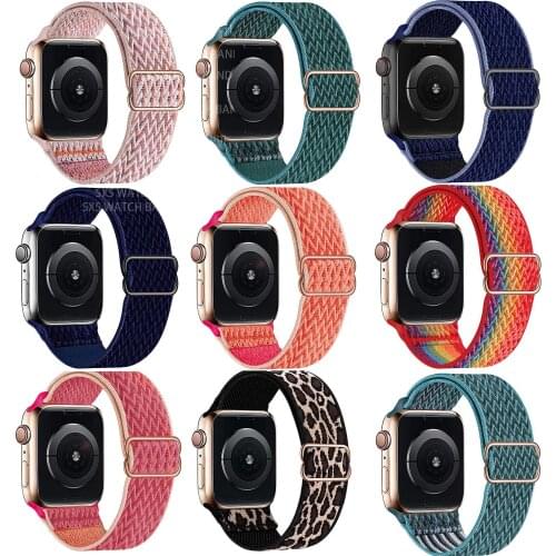 Solo Loop Nylon Strap for Apple watch band 44mm 40mm 38mm 42mm Adjustable Elastic Scrunchie bracelet correa iWatch 2 3 4 5 6 se