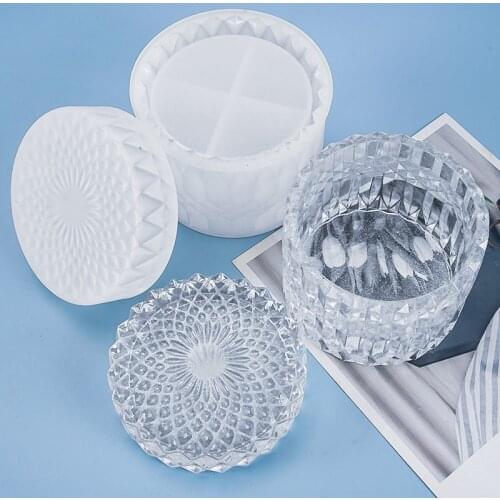 DIY Crystal Epoxy Resin Mold Set Table Jewelry Flat Bottom Crystal Storage Jar Silicone Mold