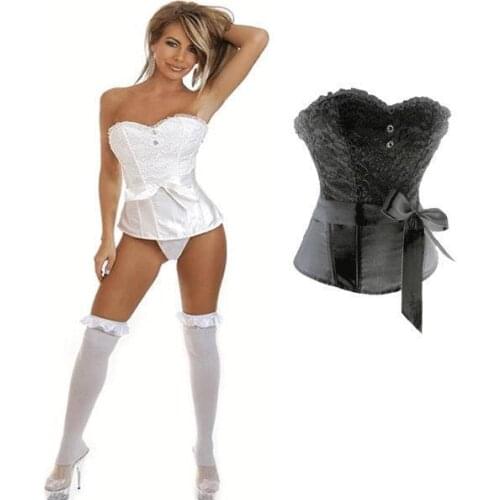 Sexy Strapless White Corset Top Wedding Overbust Corsets And Bustiers Bridal Corsele Steel Bone Corset Shaper Waist Trainer Lace