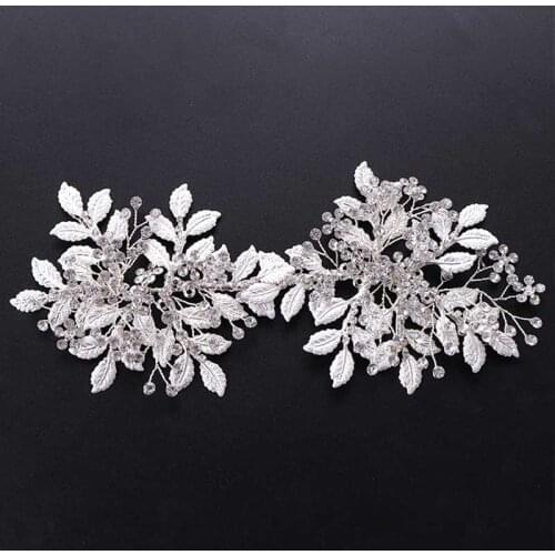 Silver Color Leaf Crystal Ethnic Handmade Bride Hairband Headband Bridal Tiara Headpiece Wedding Hair Jewelry Accessories SL