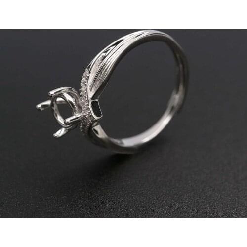 5-9MM Round Bezel Pave Shank Solid 925 Sterling Silver Adjustable Ring Settings for DIY Gems Moissanite Stone 1212051