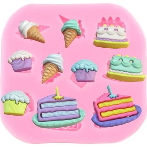Ice Cream Silicone Molds Chocolate Fondant Cake Decorating Tools DIY Baby Birthday Cupcake Topper Moulds Candy Resin Clay Mould