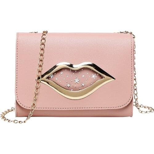 Big Lips Shoulder Bag for Women 2020 Shiny Stars Leather Change Purse Female Crossbody Messenger Chain Bags Ladies Brand Fashion