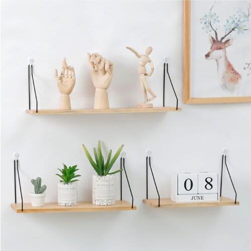 Iron Frame Wooden Wall Shelf Wall Decorations Organizer Hanging Rack Wall Display Storage Basket Metal Wall Shelf Storage Holder