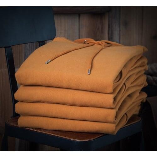 Yellow Solid Casual Fashion Hoodies Autumn Winter Coat Hoodie Hooded Long Sleeve Cotton Plus Cashmere Loose