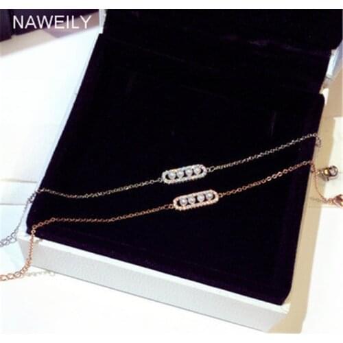 NAWEILY Simulated Pearl Charm Bracelets Women Jewelry New Fashion Rhinestone Bracelet Accessories NWLS247
