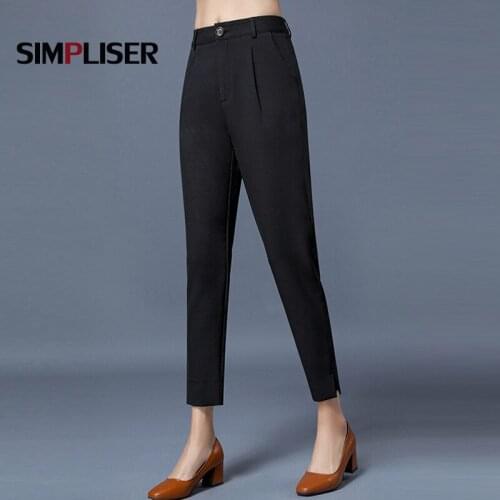 2020 Women Harem Pants Ankle Length Black Suit Pants For Ladies Office Work Wear Trousers Big Size 4XL Femme Pantalon