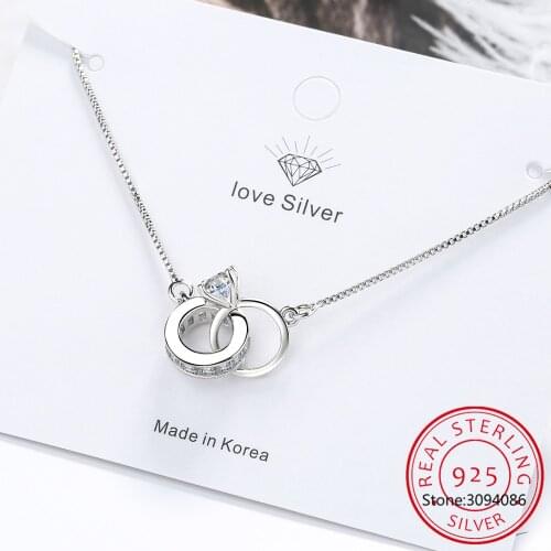 Trendy 925 Silver Heart Double Circle Geometric Charm Bracelets for Women Zircon Bracelet pulseira feminina Valentines Day Gift