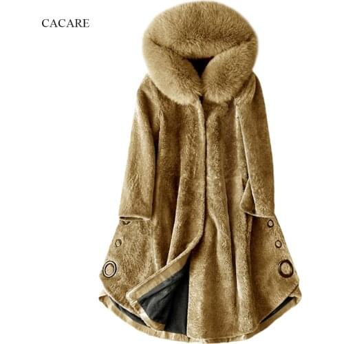 2018 NEW Real Fox Fur Hooded Cashmere Long Coat Women Autumn Winter Blends Runway Coat Ladies Woolen Coat F0196 M-2XL