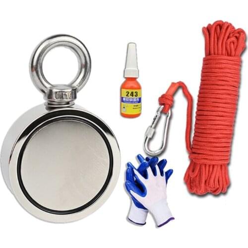 1Set Fishing Magnet with Metal Hook Rope Good for Tie Pull Carabiner Eyebolt